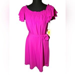 Alex Marie Vibrant Pink Ruffle Mini Dress
